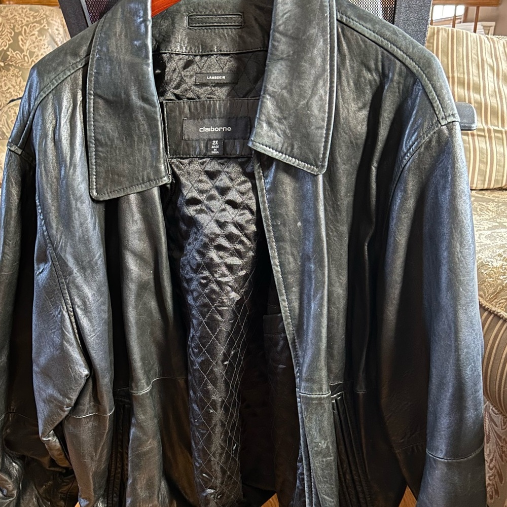 Claiborne 💕HP💕 Men's Black Lambskin Leather Jacket Size XXL